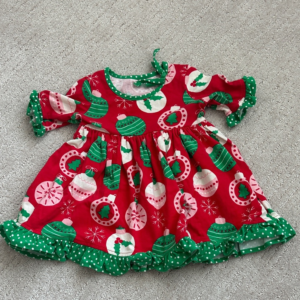 Eleanor Rose Festive Red and Green  Ornament Holiday Dress